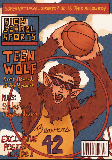 A Teen Wolf (1985) poster based on a 90s magazine cover featuring Kobe Bryant. My love for advertisements leads into my love of magazine covers. I am very proud of how the colors came out, especially the blue, as I often use mainly warm toned color palette